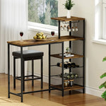 Artiss Industrial Bar Table with Wine Rack Cup Holder Multi-Level Storage 122cm Walnut - Furniture > Dining > Dining