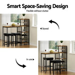 Artiss Industrial Bar Table with Wine Rack Cup Holder Multi-Level Storage 122cm Walnut - Furniture > Dining > Dining
