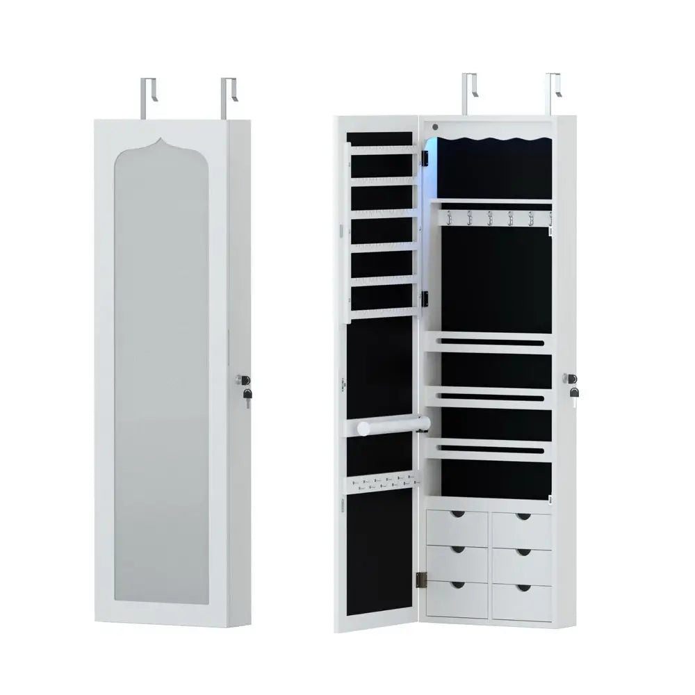 Artiss Jewellery Cabinet LED Mirror Lockable - Home & Garden > Storage > Storage Cabinets & Lockers