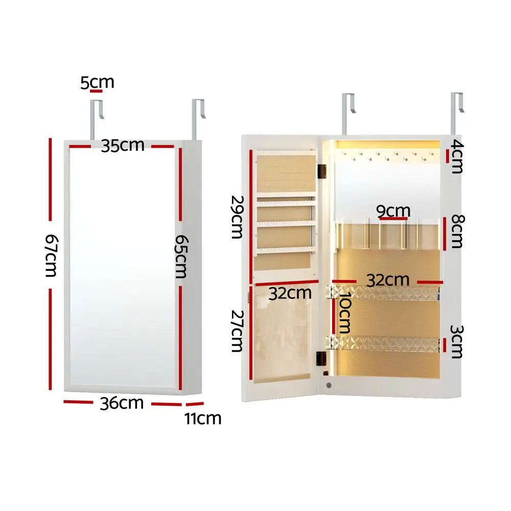 Artiss Jewellery Cabinet Mirror Door Wall Mount - Furniture > Office > Storage Cabinets
