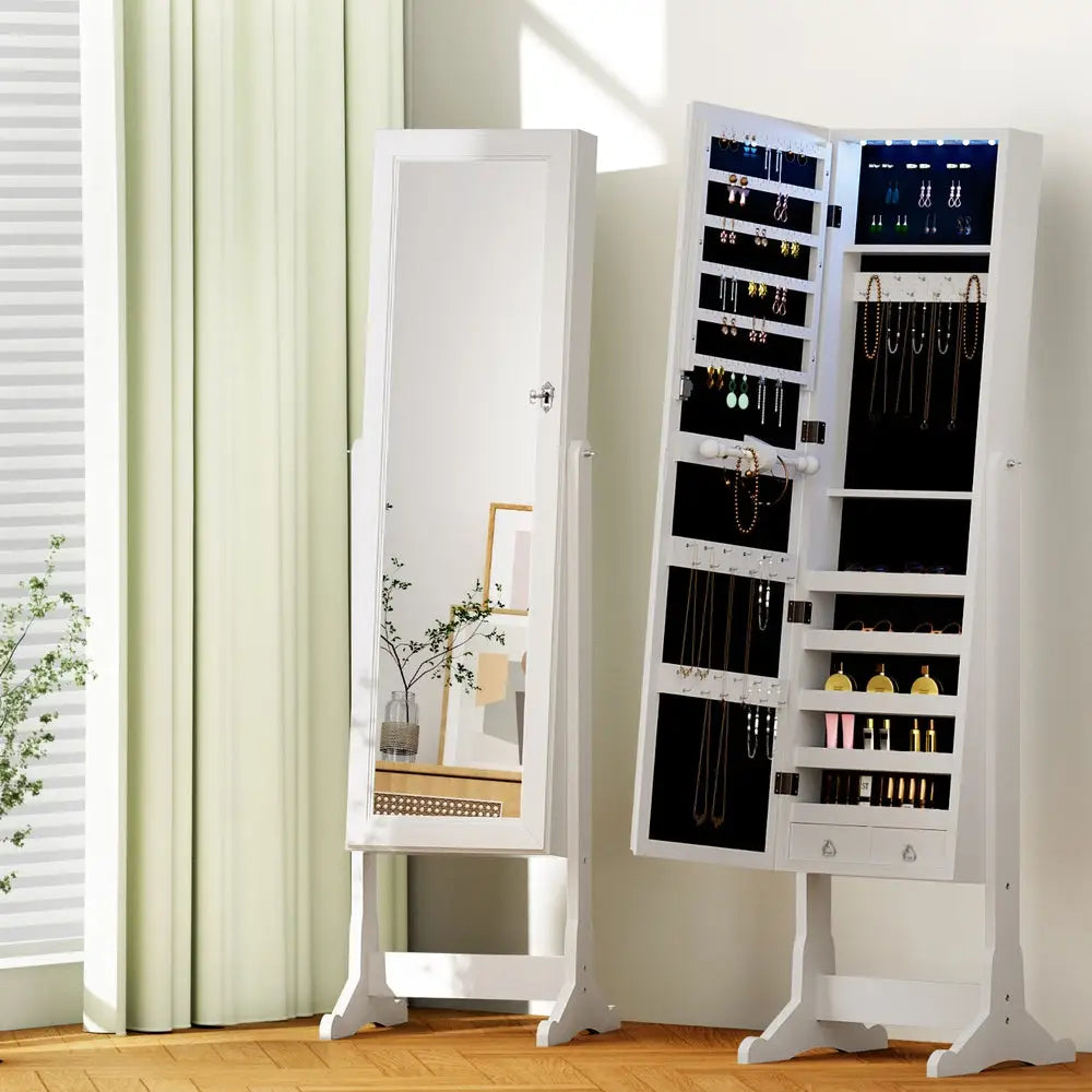 Artiss Jewellery Cabinet Mirror Free Standing - Home & Garden > Storage > Storage Cabinets & Lockers
