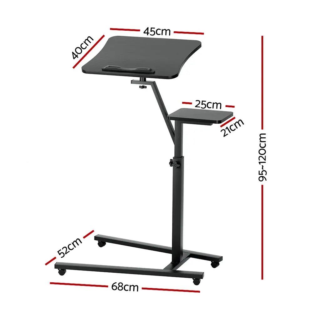 Artiss Laptop Desk Computer Table Height Adjustable Tiltable Mouse Board Black - Furniture > Office