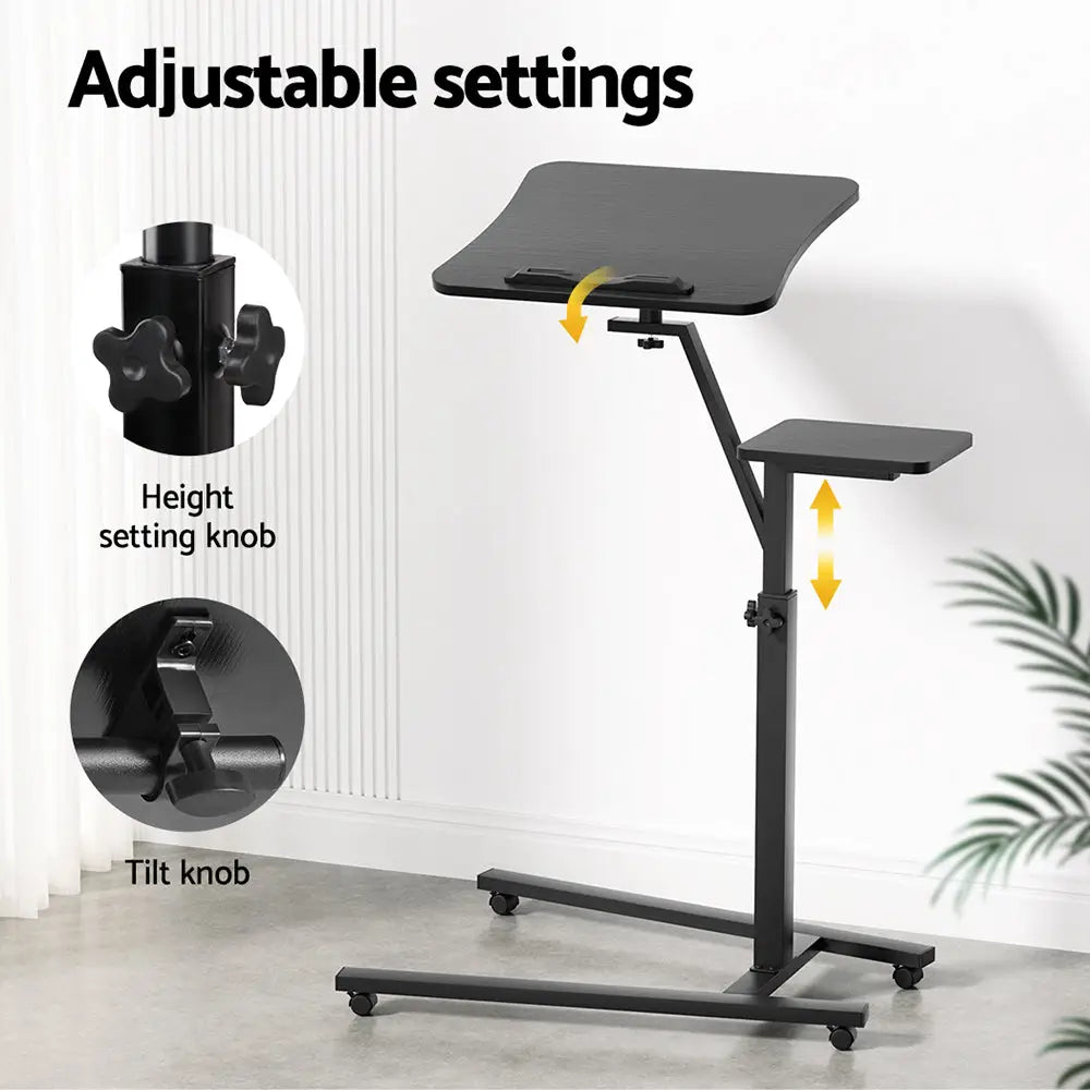 Artiss Laptop Desk Computer Table Height Adjustable Tiltable Mouse Board Black - Furniture > Office