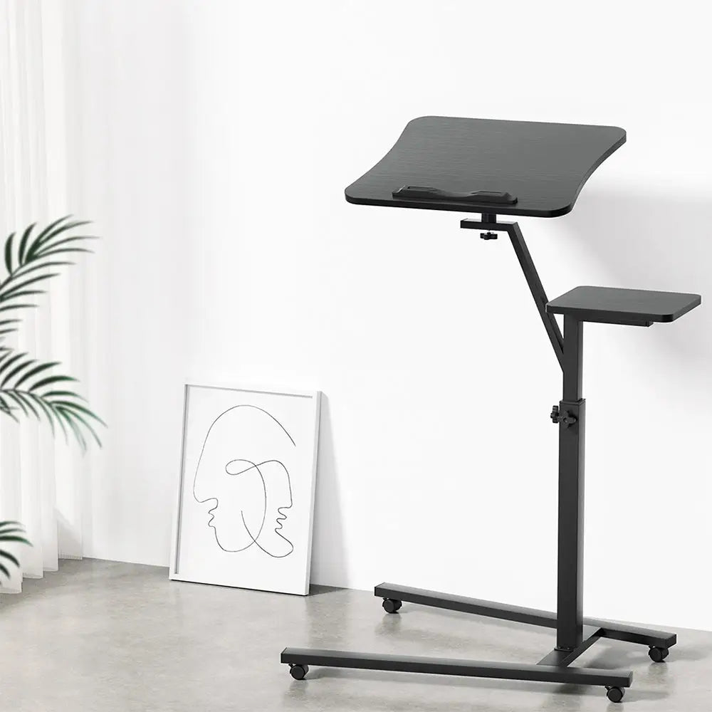 Artiss Laptop Desk Computer Table Height Adjustable Tiltable Mouse Board Black - Furniture > Office