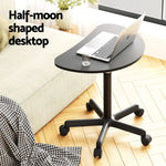 Artiss Laptop Desk Portable Height Adjustable Table Caster Wheels 60CM Black - Furniture > Office