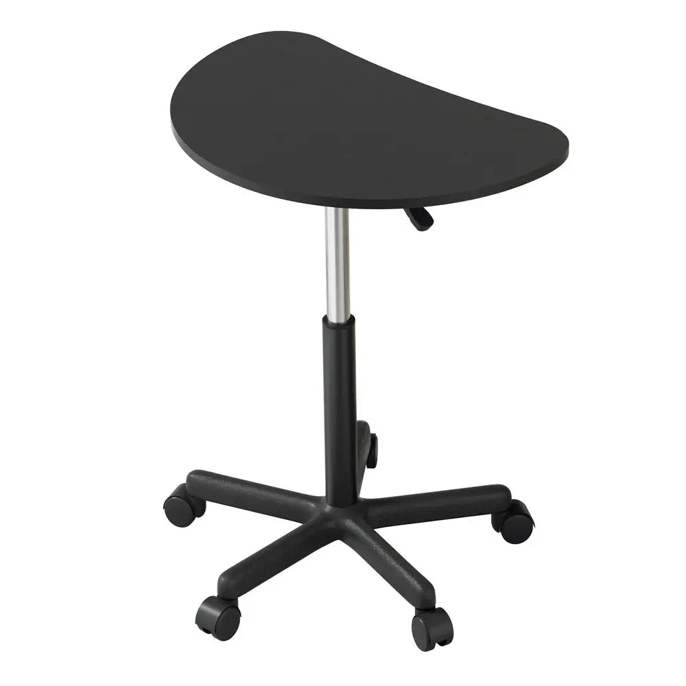 Artiss Laptop Desk Portable Height Adjustable Table Caster Wheels 60CM Black - Furniture > Office