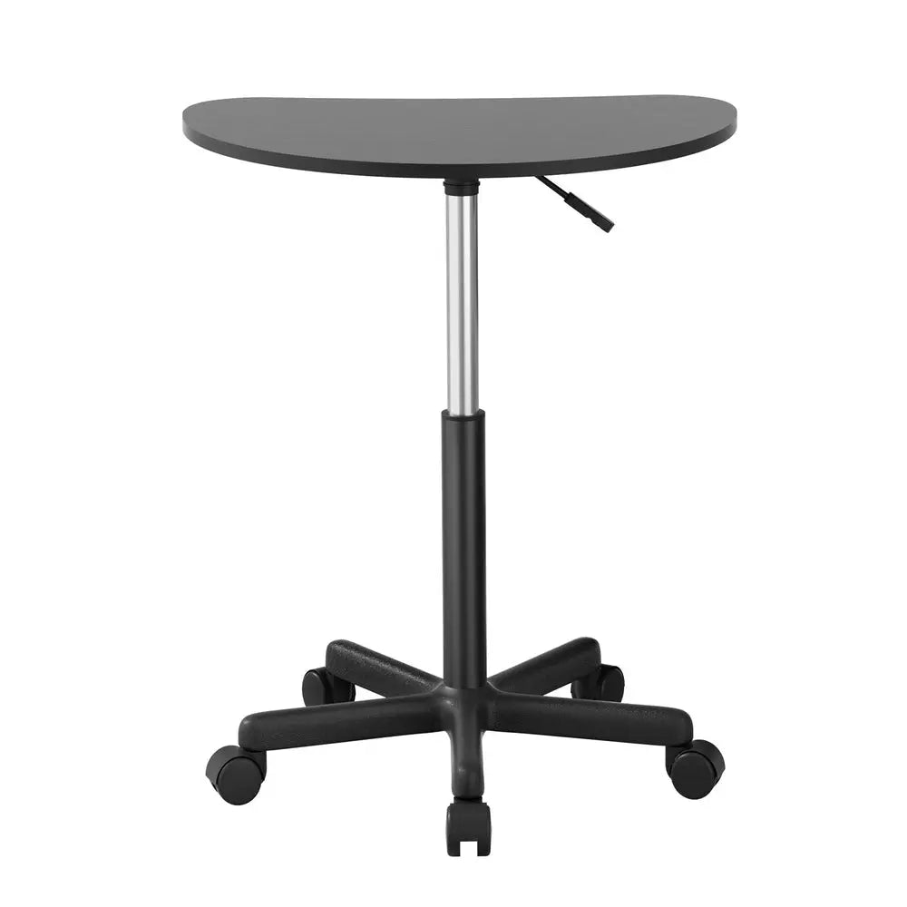 Artiss Laptop Desk Portable Height Adjustable Table Caster Wheels 60CM Black - Furniture > Office