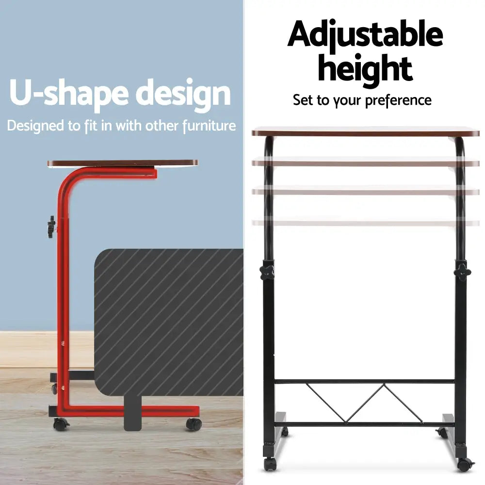 Artiss Laptop Desk Table Adjustable 60CM Dark Wood - Furniture > Office