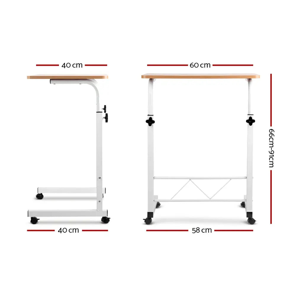 Artiss Laptop Desk Table Adjustable 60CM Light Wood - Furniture > Office