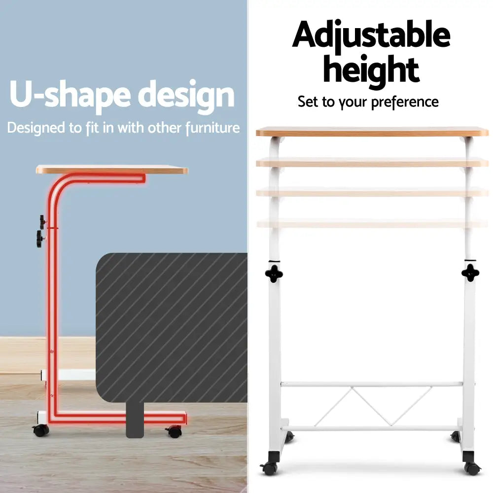 Artiss Laptop Desk Table Adjustable 60CM Light Wood - Furniture > Office