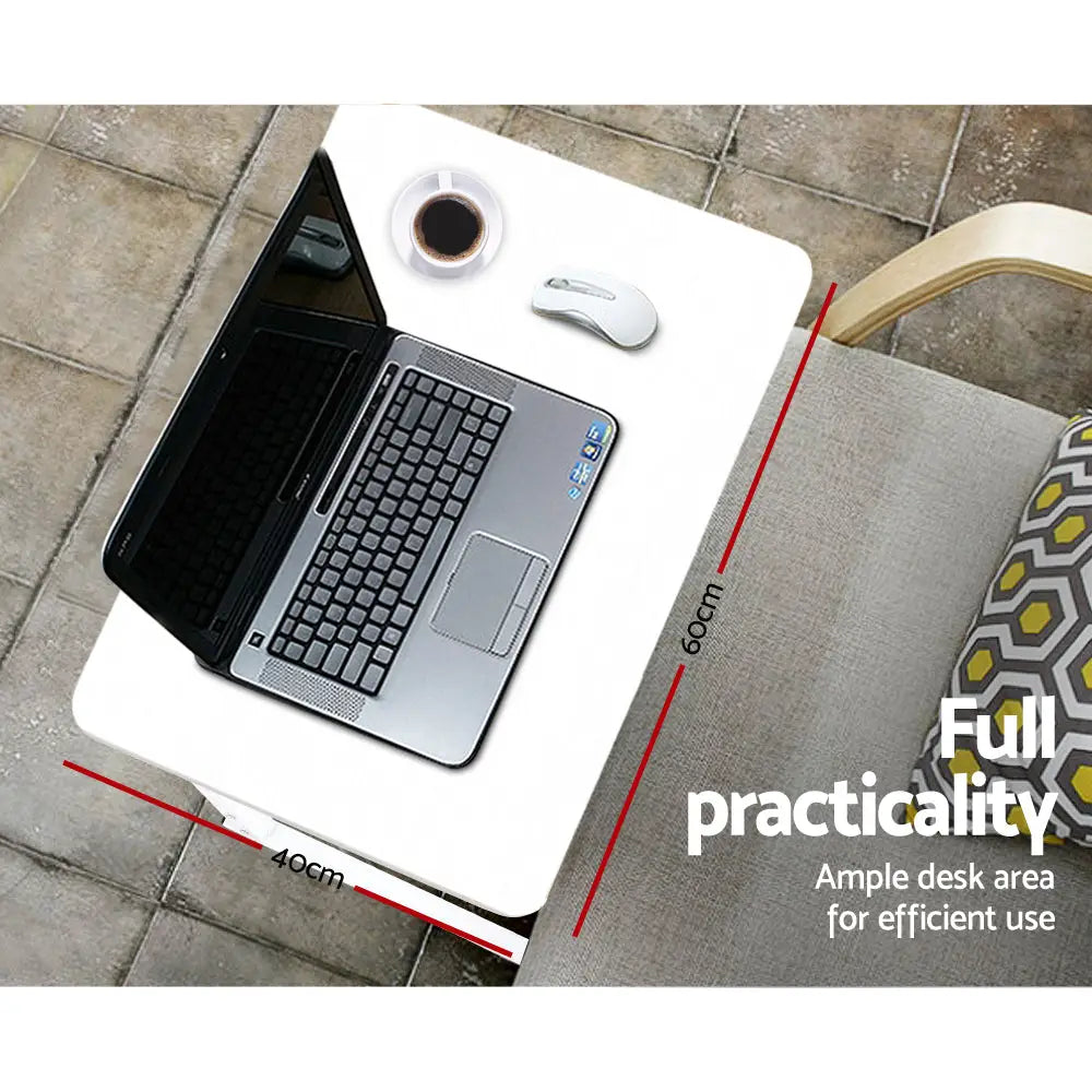 Artiss Laptop Desk Table Adjustable 60CM White - Furniture > Office