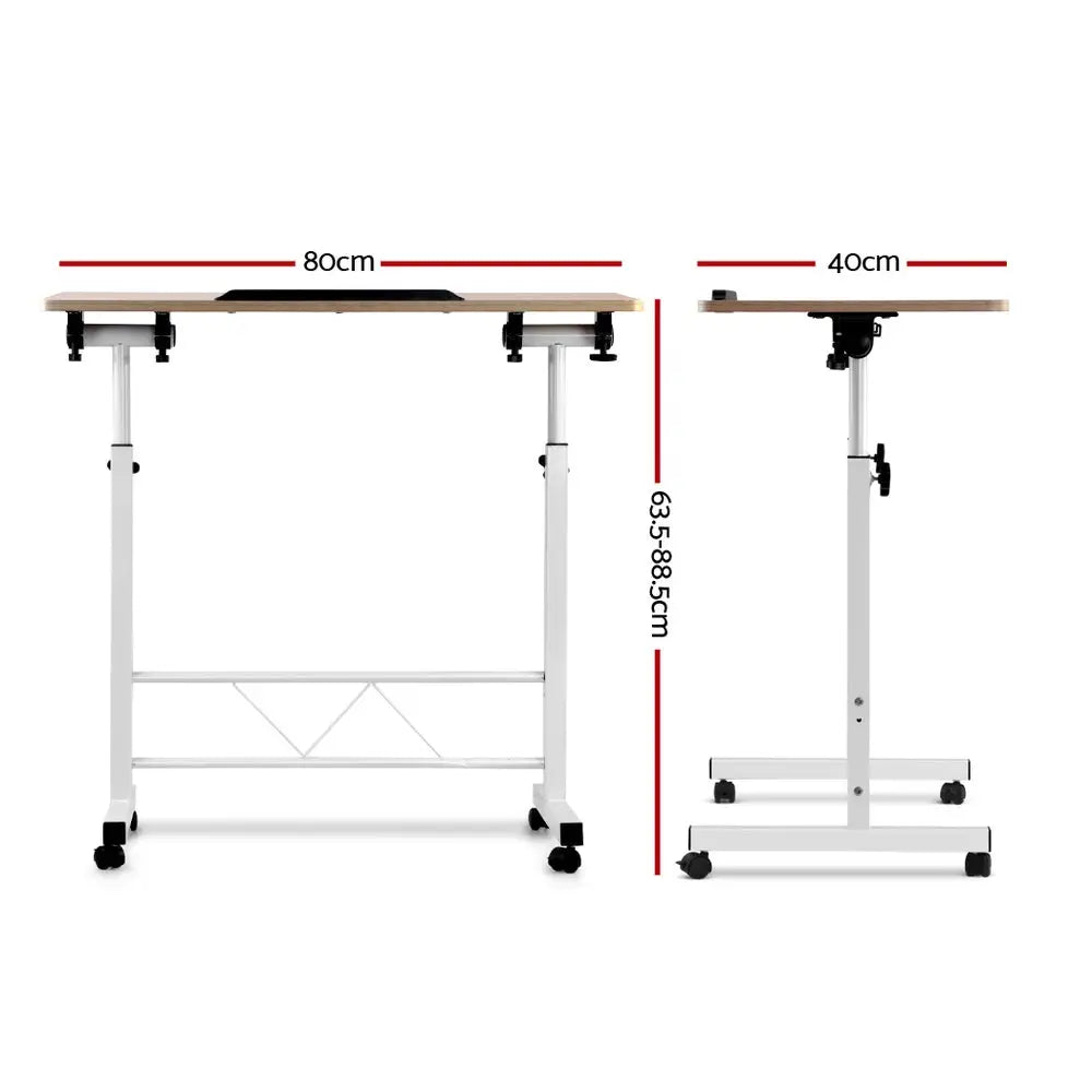 Artiss Laptop Desk Table Adjustable 80CM Light Wood - Furniture > Office