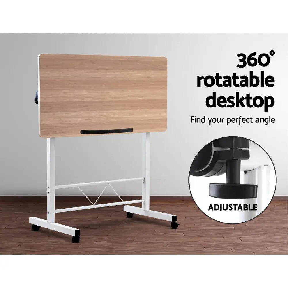 Artiss Laptop Desk Table Adjustable 80CM Light Wood - Furniture > Office