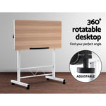 Artiss Laptop Desk Table Adjustable 80CM Light Wood - Furniture > Office