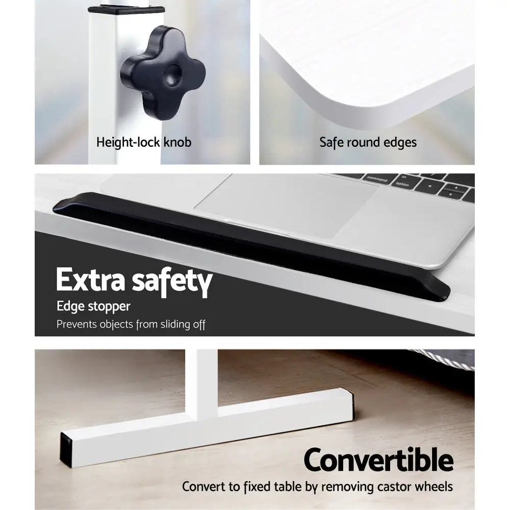 Artiss Laptop Desk Table Adjustable 80CM White - Furniture > Office