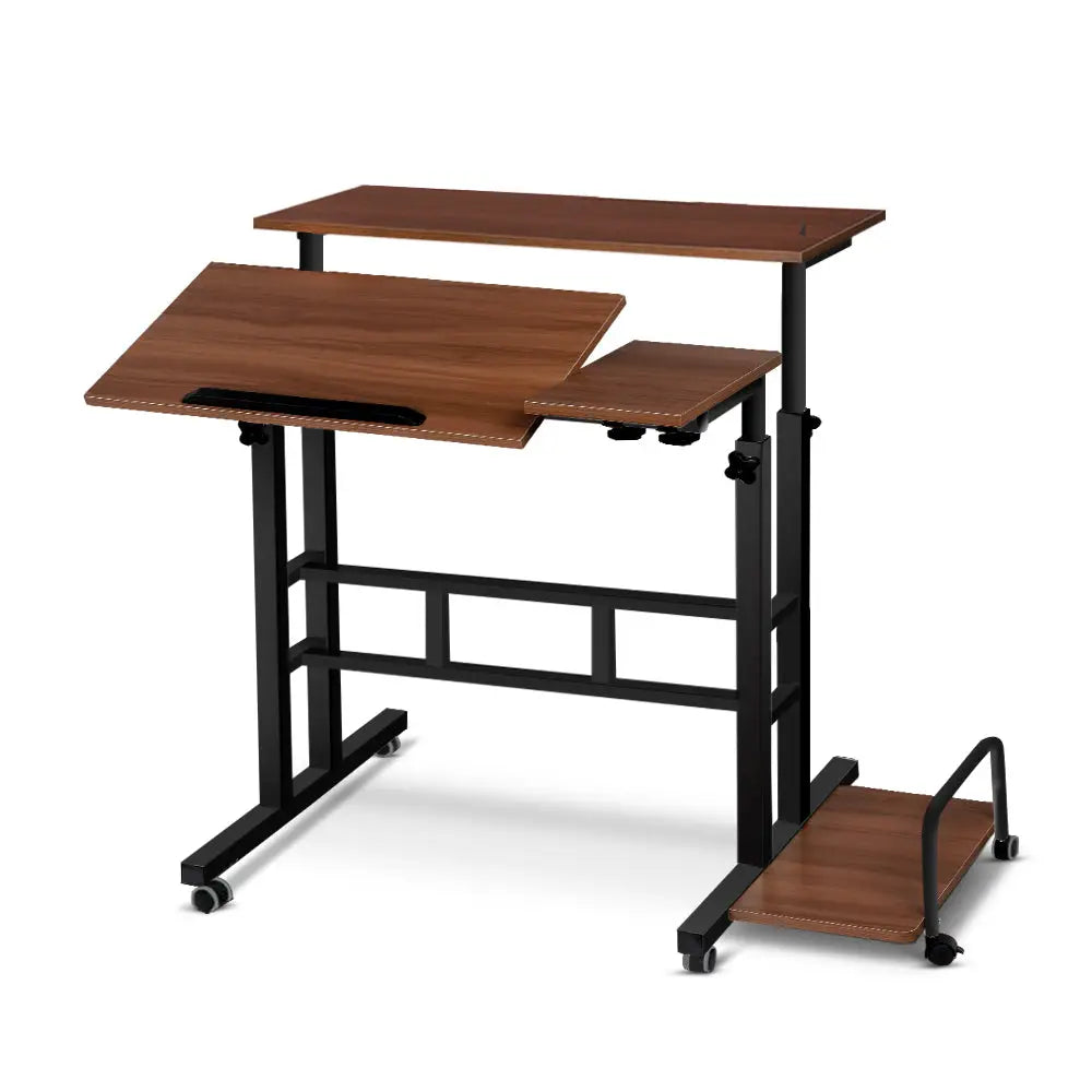 Artiss Laptop Desk Table Adjustable Dark Wood 80CM - Furniture > Office