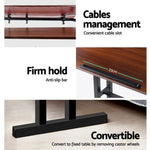 Artiss Laptop Desk Table Adjustable Dark Wood 80CM - Furniture > Office