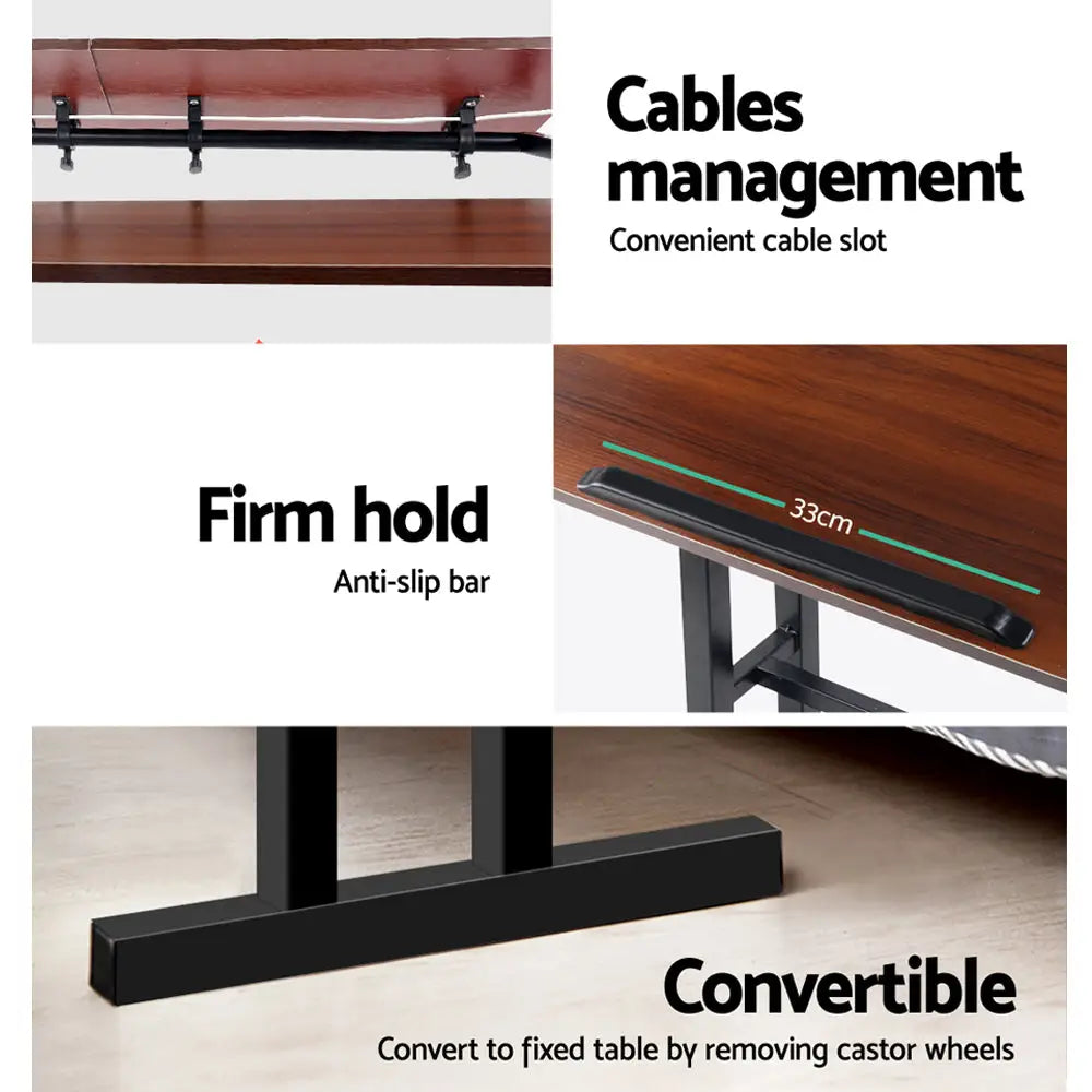 Artiss Laptop Desk Table Adjustable Dark Wood 80CM - Furniture > Office