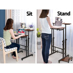Artiss Laptop Desk Table Adjustable Dark Wood 80CM - Furniture > Office