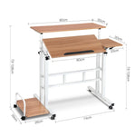 Artiss Laptop Desk Table Adjustable Light Wood 80CM - Furniture > Office