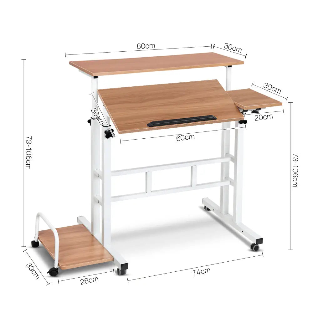 Artiss Laptop Desk Table Adjustable Light Wood 80CM - Furniture > Office