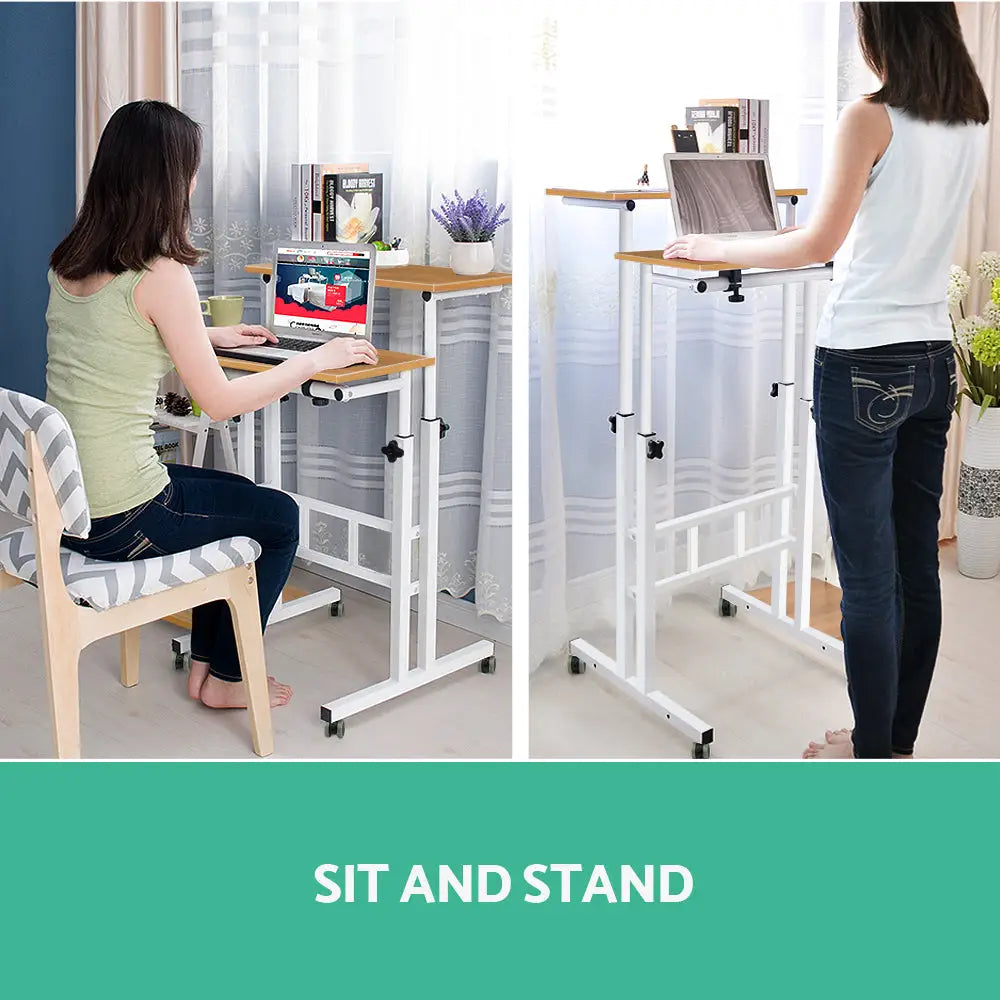 Artiss Laptop Desk Table Adjustable Light Wood 80CM - Furniture > Office