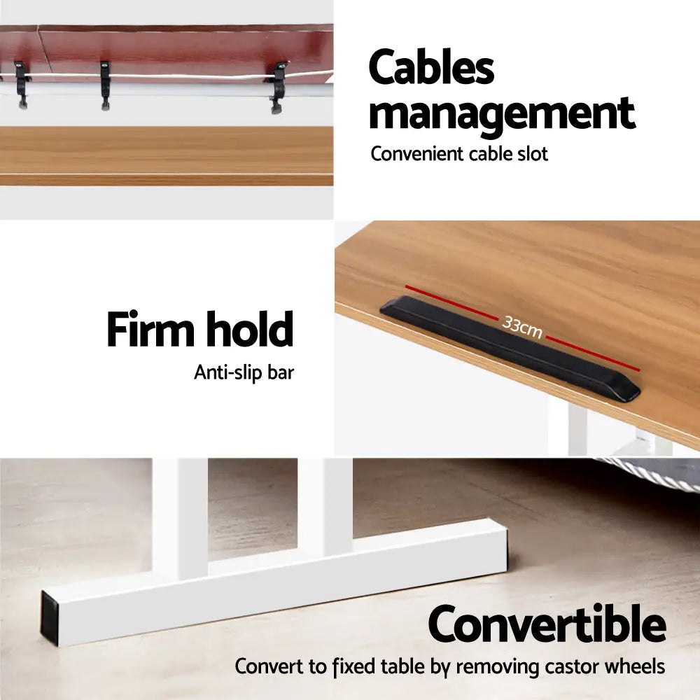 Artiss Laptop Desk Table Adjustable Light Wood 80CM - Furniture > Office