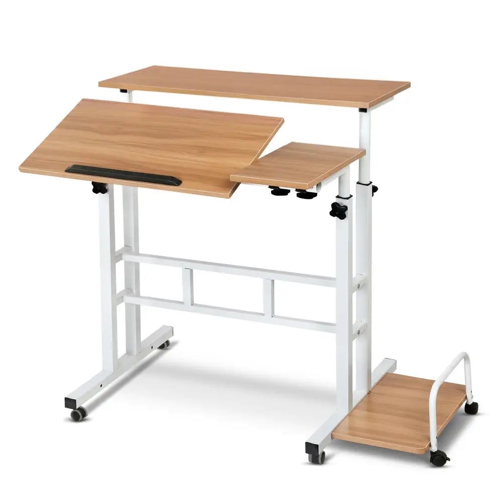 Artiss Laptop Desk Table Adjustable Light Wood 80CM - Furniture > Office