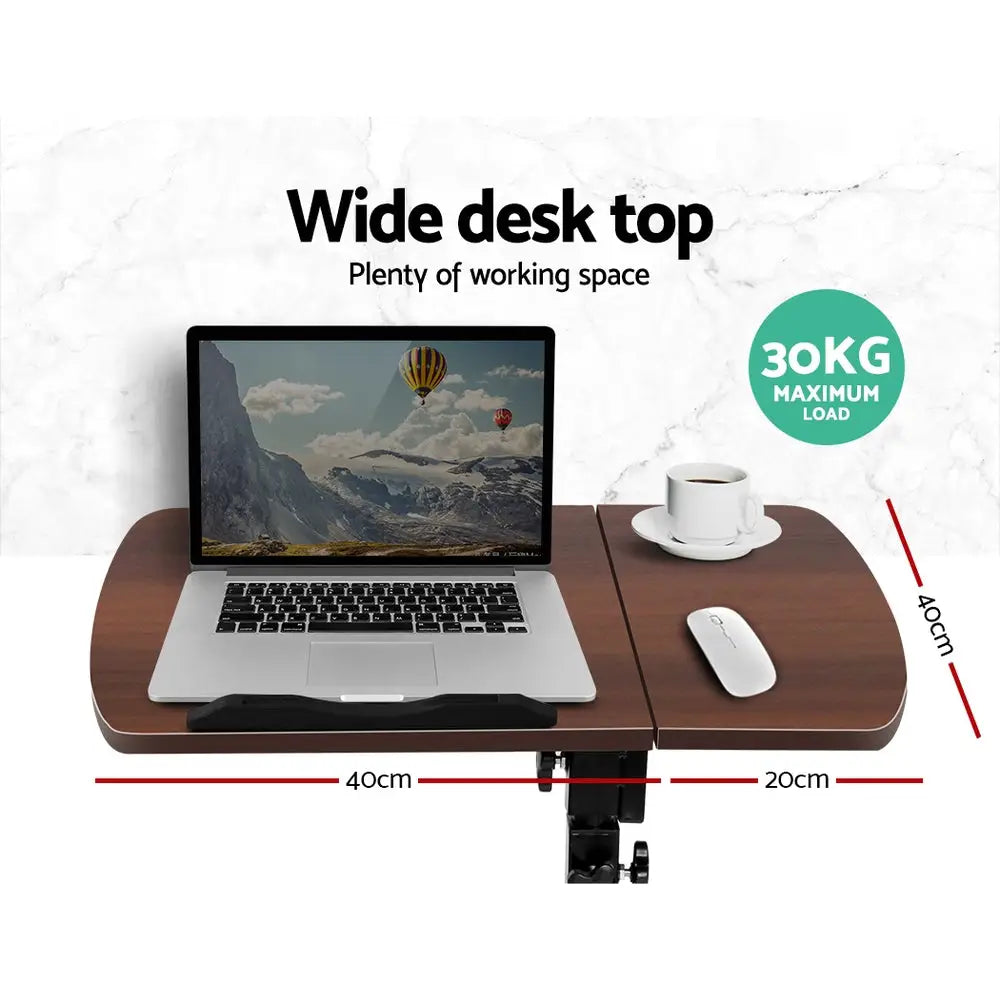 Artiss Laptop Desk Table Fan Cooling Walnut 60CM - Furniture > Office