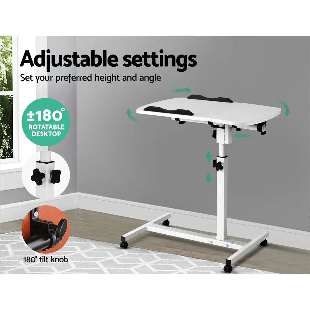 Artiss Laptop Desk Table Fan Cooling White 60CM - Furniture > Office
