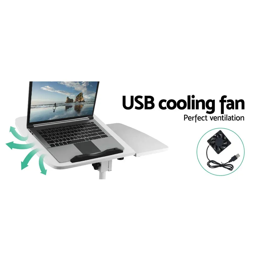 Artiss Laptop Desk Table Fan Cooling White 60CM - Furniture > Office