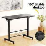 Artiss Laptop Desk Table Height Adjustable Wooden Bed Side Tables 80CM Black - Furniture > Office