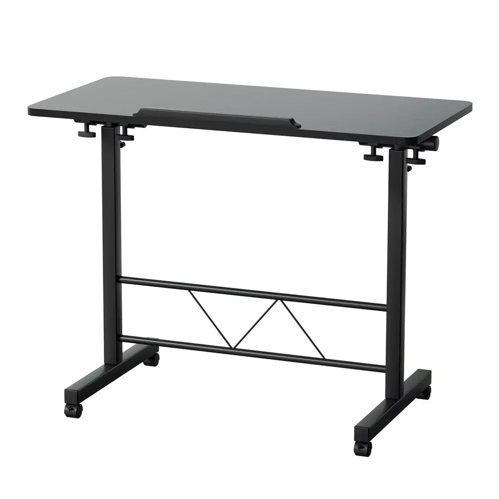 Artiss Laptop Desk Table Height Adjustable Wooden Bed Side Tables 80CM Black - Furniture > Office