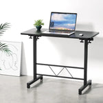 Artiss Laptop Desk Table Height Adjustable Wooden Bed Side Tables 80CM Black - Furniture > Office