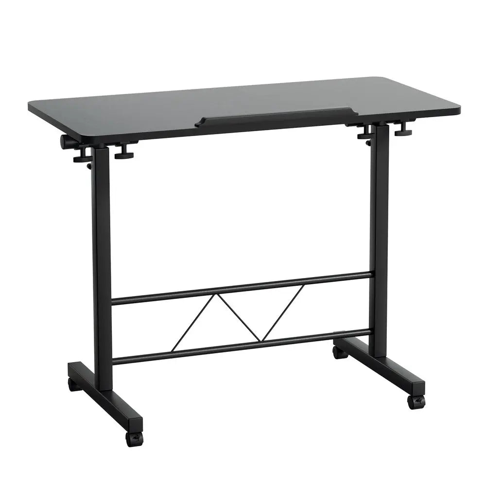 Artiss Laptop Desk Table Height Adjustable Wooden Bed Side Tables 80CM Black - Furniture > Office