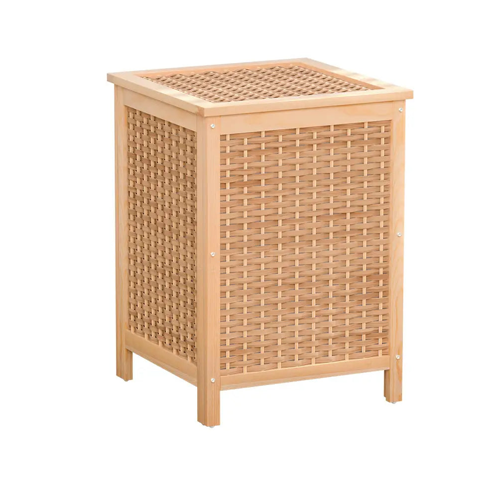Artiss Laundry Hamper Bathroom Storage Cabinet Wooden Organiser Bag Clothes - Furniture > Bathroom