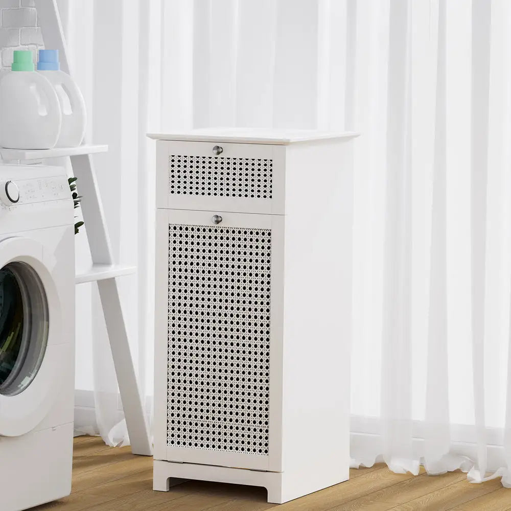 Artiss Laundry Hamper Cabinet Bathroom Storage White Rattan Clothes Basket - Home & Garden > Storage > Clothing &