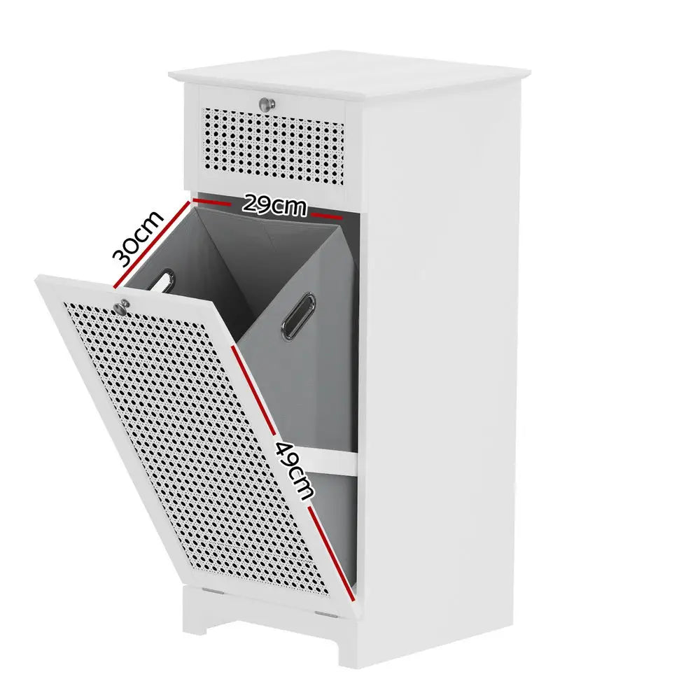 Artiss Laundry Hamper Cabinet Bathroom Storage White Rattan Clothes Basket - Home & Garden > Storage > Clothing &