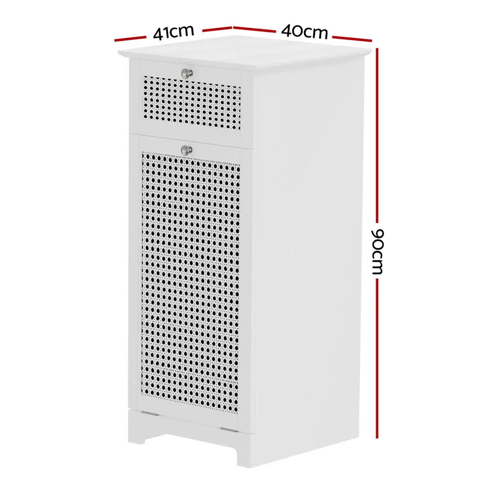 Artiss Laundry Hamper Cabinet Bathroom Storage White Rattan Clothes Basket - Home & Garden > Storage > Clothing &