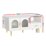 Artiss LED Coffee Table Shelf Drawer Storage White - Furniture > Living Room > Coffee Tables
