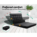 Artiss Lounge Sofa Bed 2-seater Charcoal Suede - Furniture > Living Room