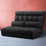 Artiss Lounge Sofa Bed 2-seater Charcoal Suede - Furniture > Living Room