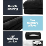 Artiss Lounge Sofa Bed 2-seater Charcoal Suede - Furniture > Living Room