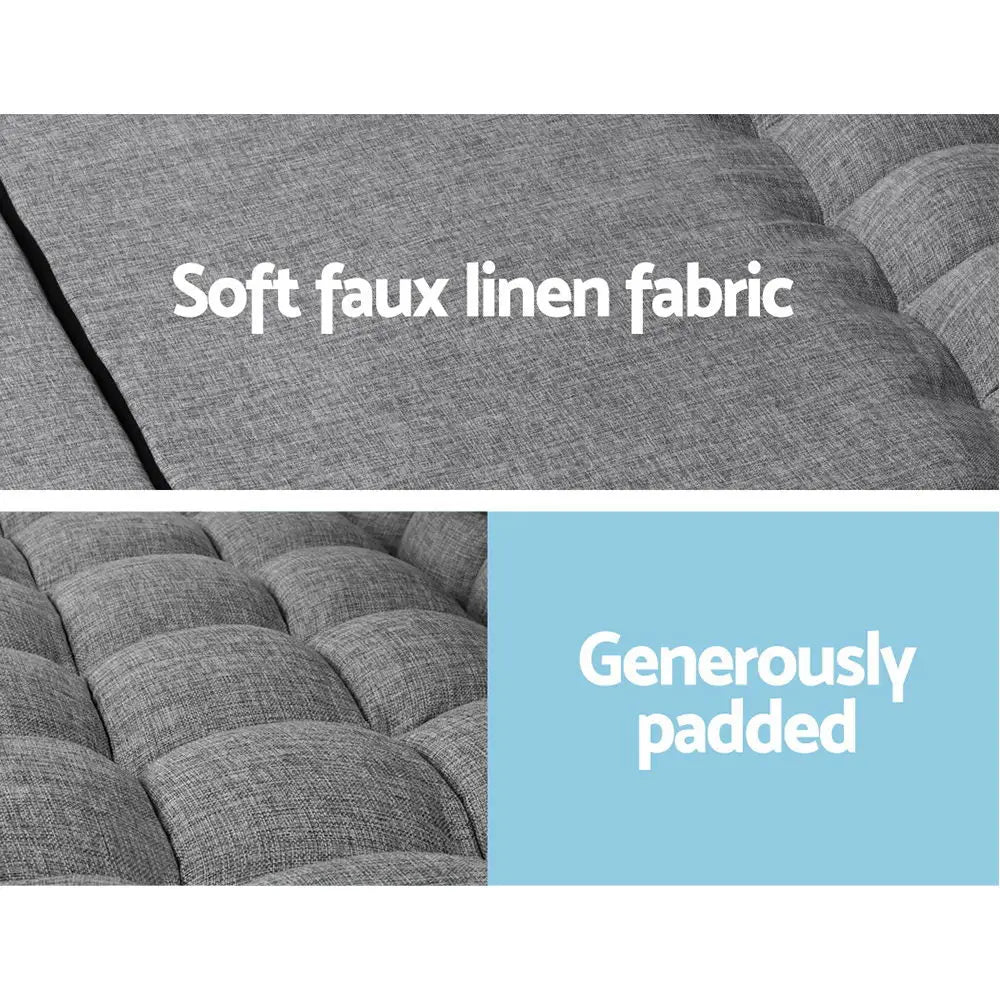 Artiss Lounge Sofa Bed 2-seater Grey Fabric - Furniture > Living Room
