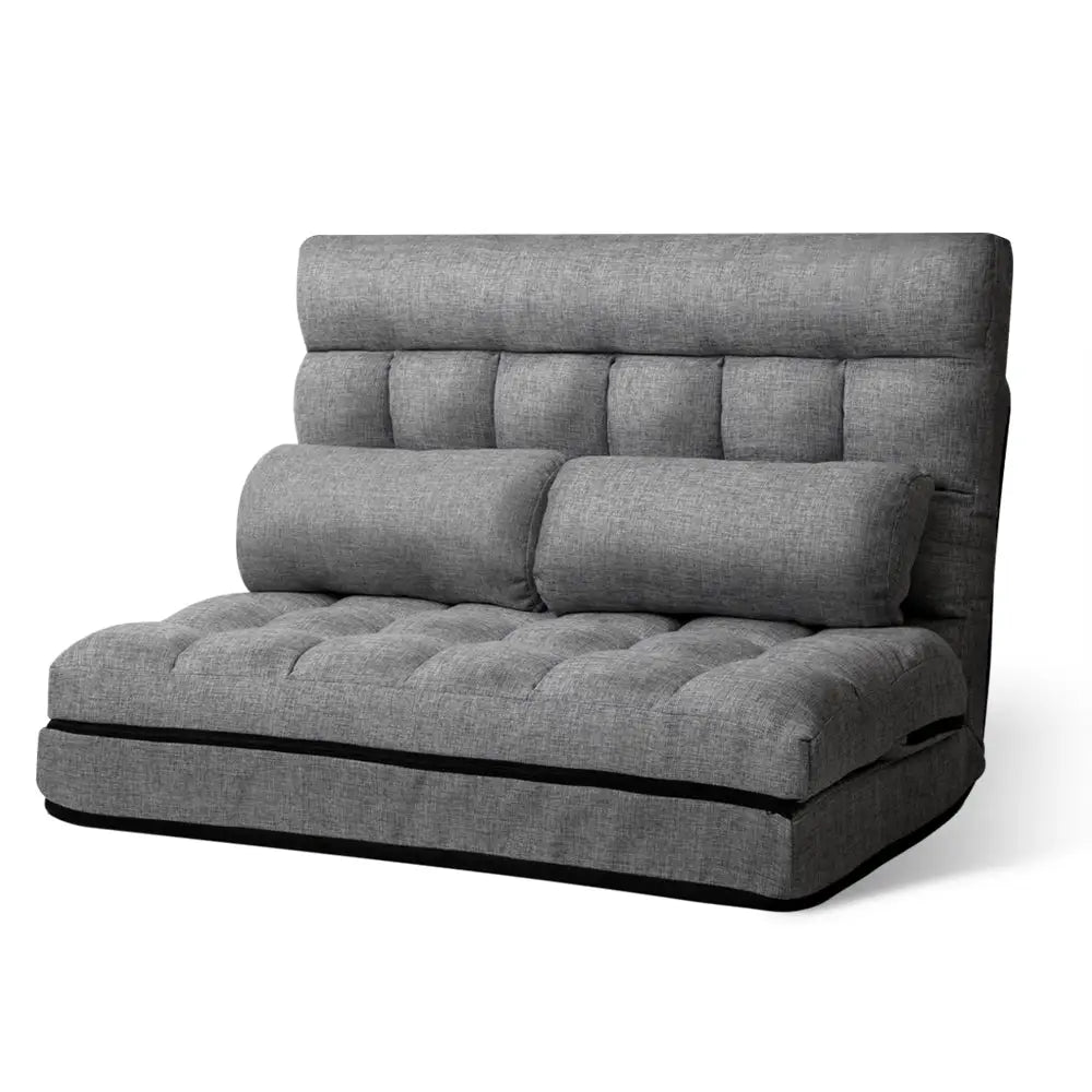 Artiss Lounge Sofa Bed 2-seater Grey Fabric - Furniture > Living Room