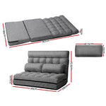 Artiss Lounge Sofa Bed 2-seater Grey Fabric - Furniture > Living Room