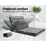 Artiss Lounge Sofa Bed 2-seater Grey Fabric - Furniture > Living Room