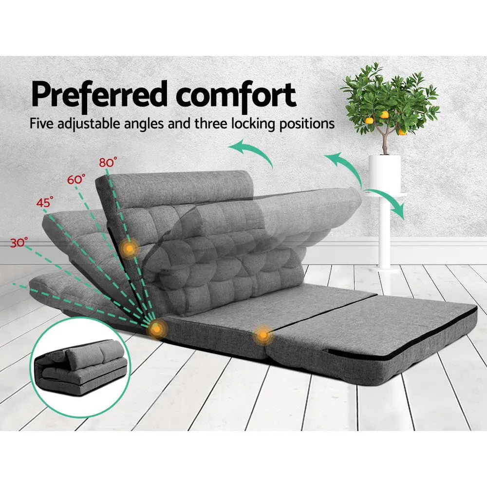 Artiss Lounge Sofa Bed 2-seater Grey Fabric - Furniture > Living Room