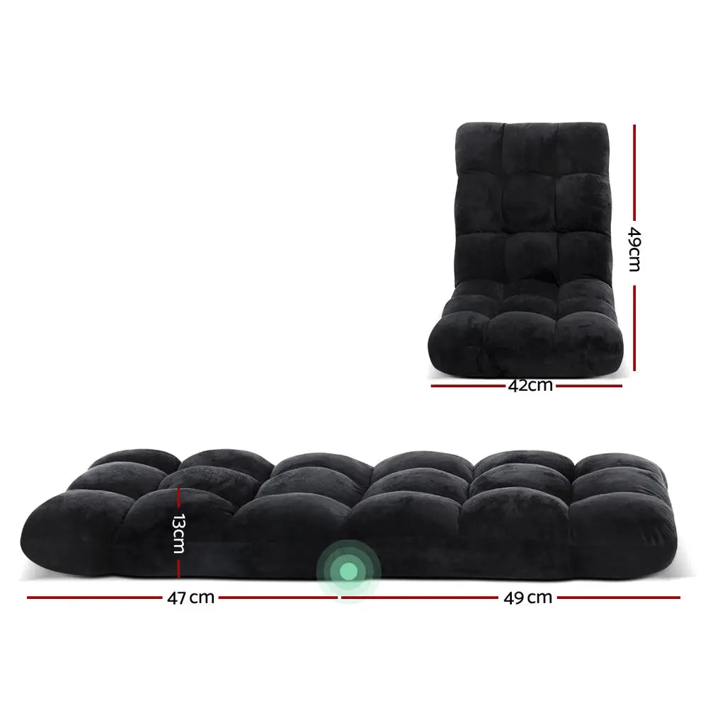 Artiss Lounge Sofa Bed Flannel Fabric Black - Furniture > Living Room