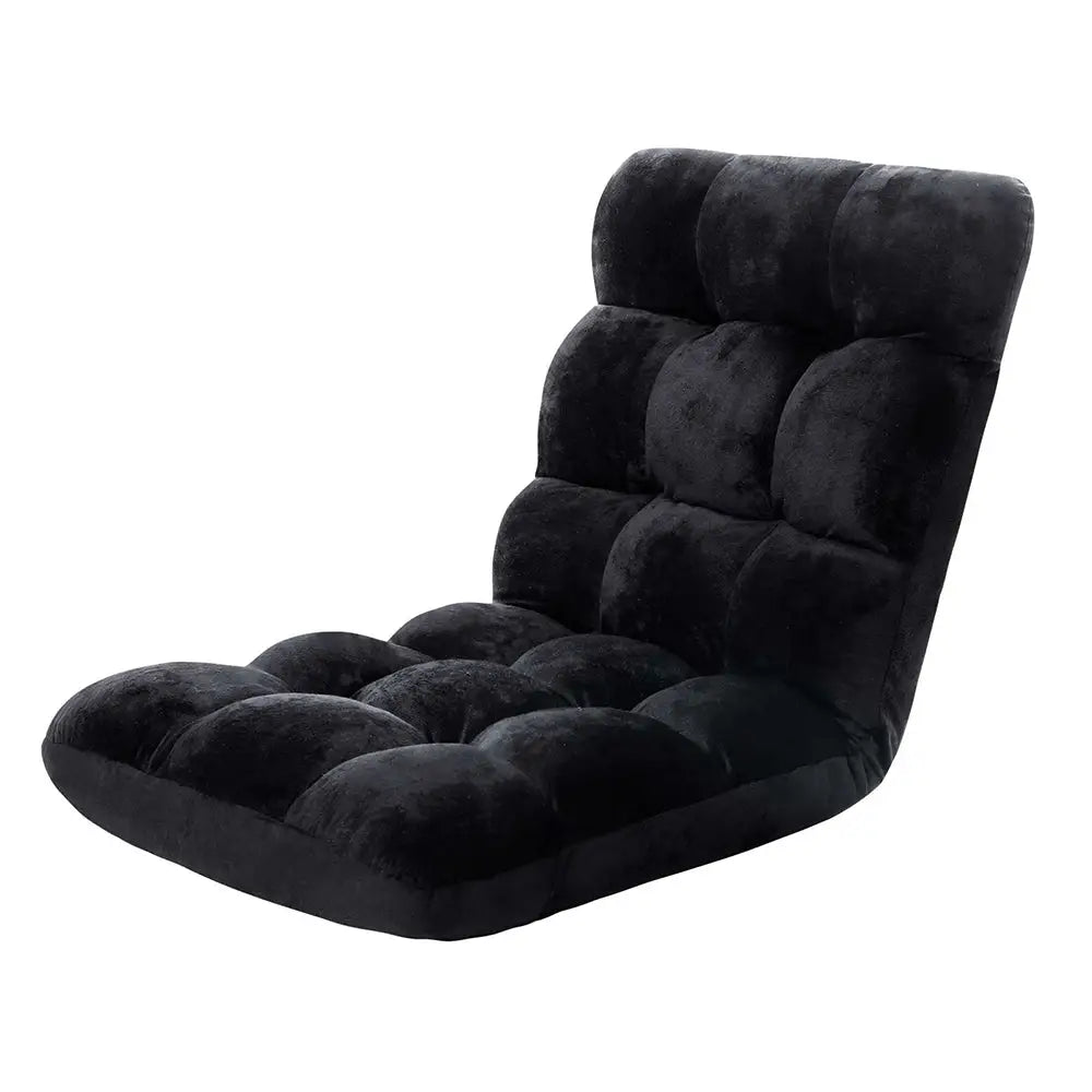 Artiss Lounge Sofa Bed Flannel Fabric Black - Furniture > Living Room